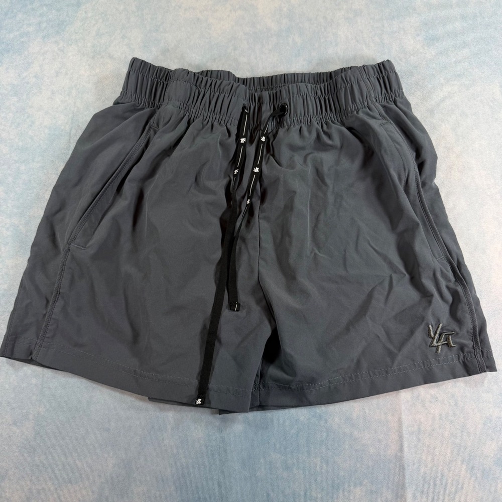 YoungLA Gym Shorts Mens Large Grey Excellent 5 Inch Inseam Bodybuilding Workout